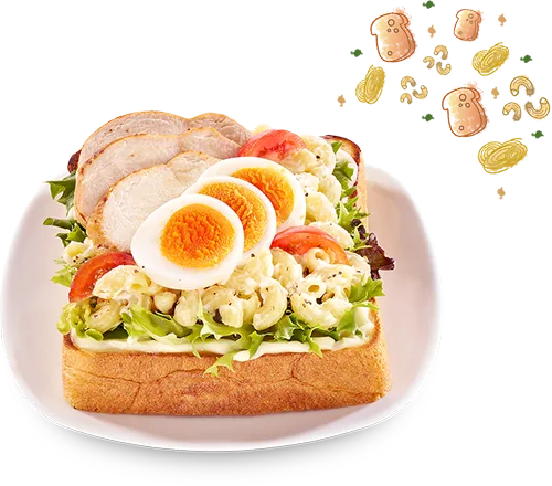 <p>Roti Panggang dengan<br/>Salad Makaroni</p>