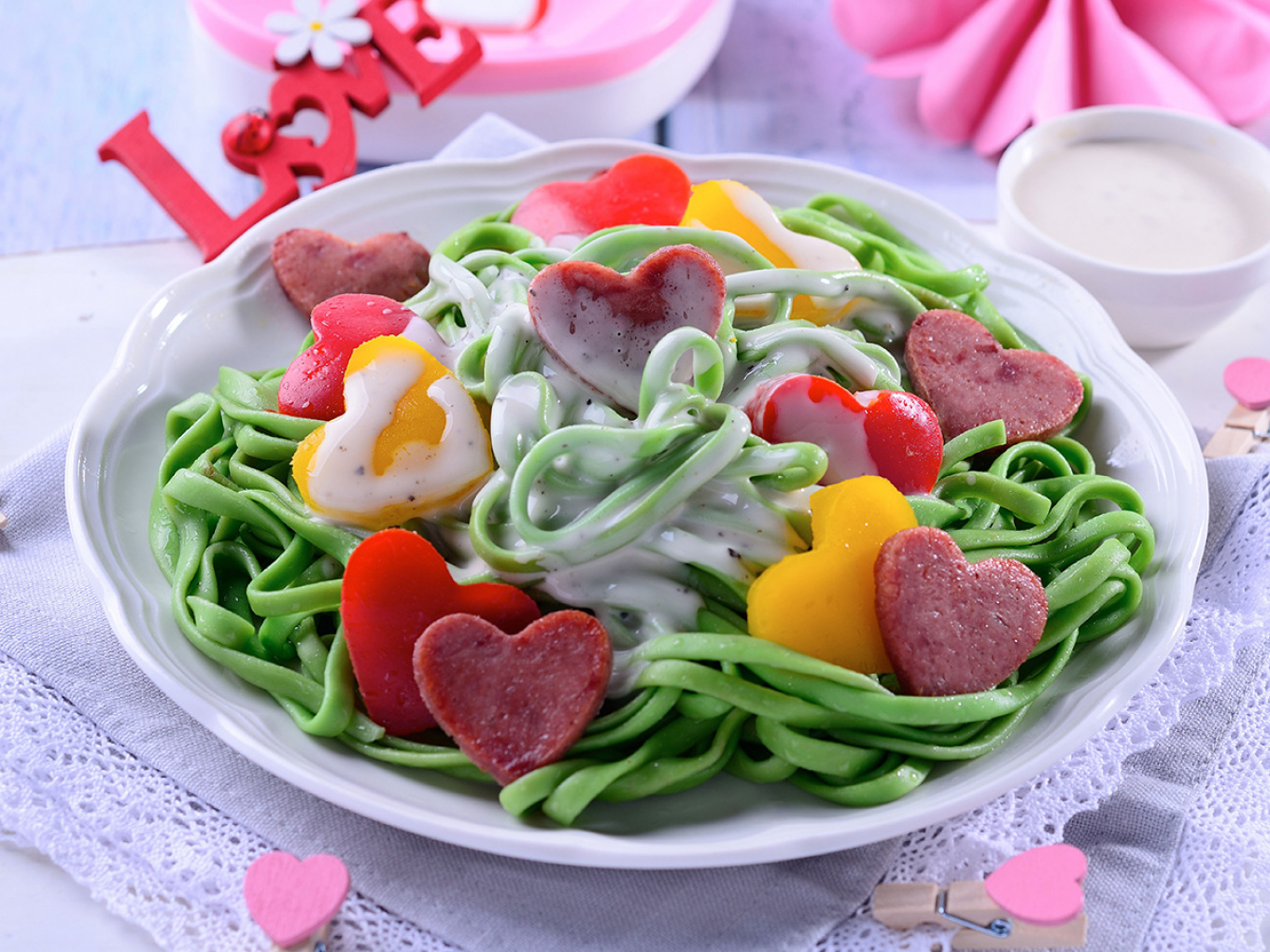 Valentine Pasta with Caesar Sauce