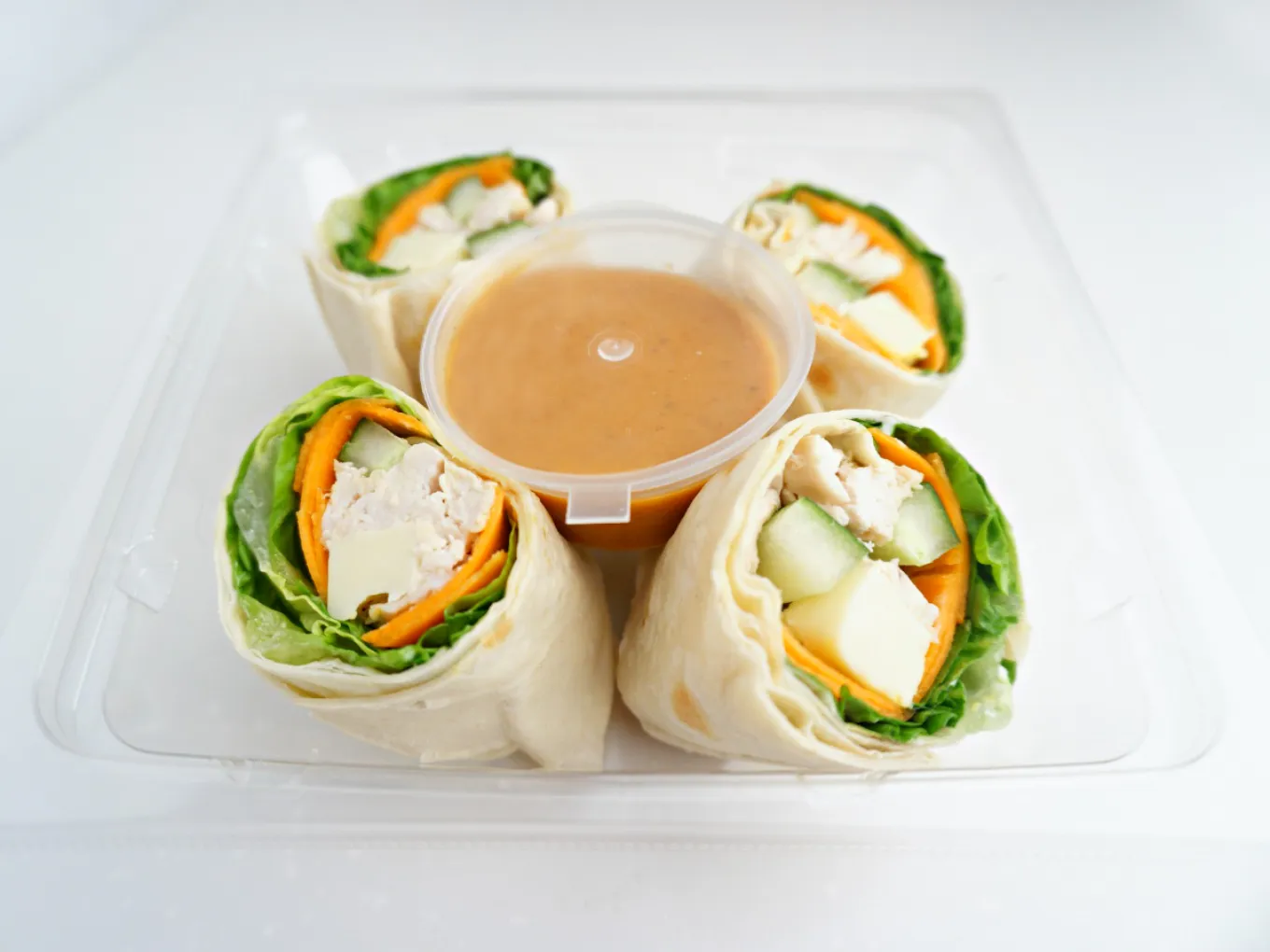Chicken Cheese Wrap with Spicy Sauce
