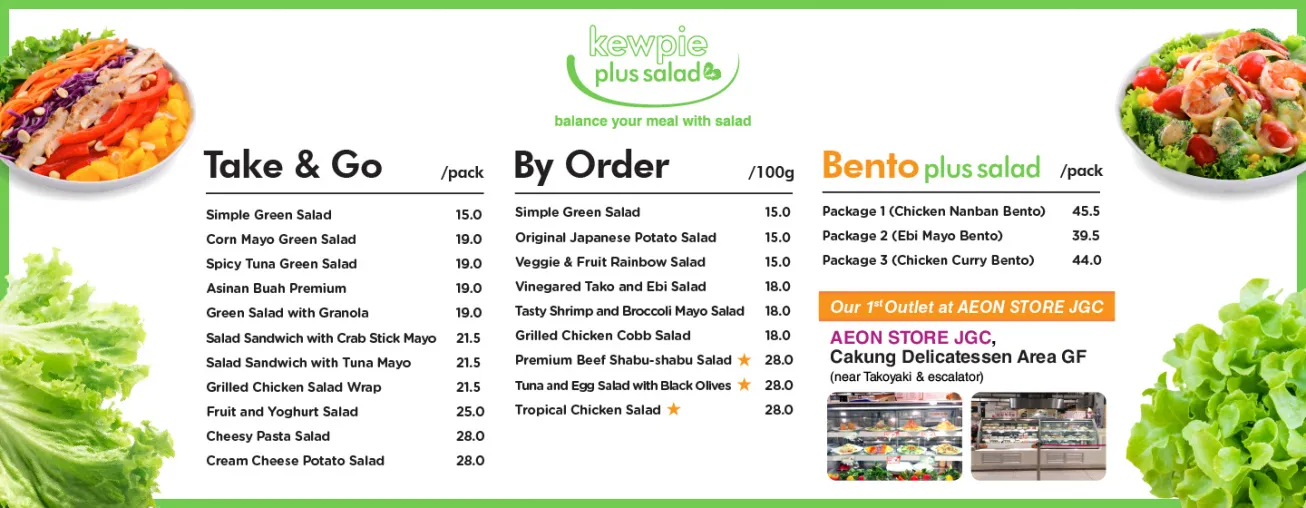 NOW OPEN: KEWPIE PLUS SALAD IN AEON BSD STORE