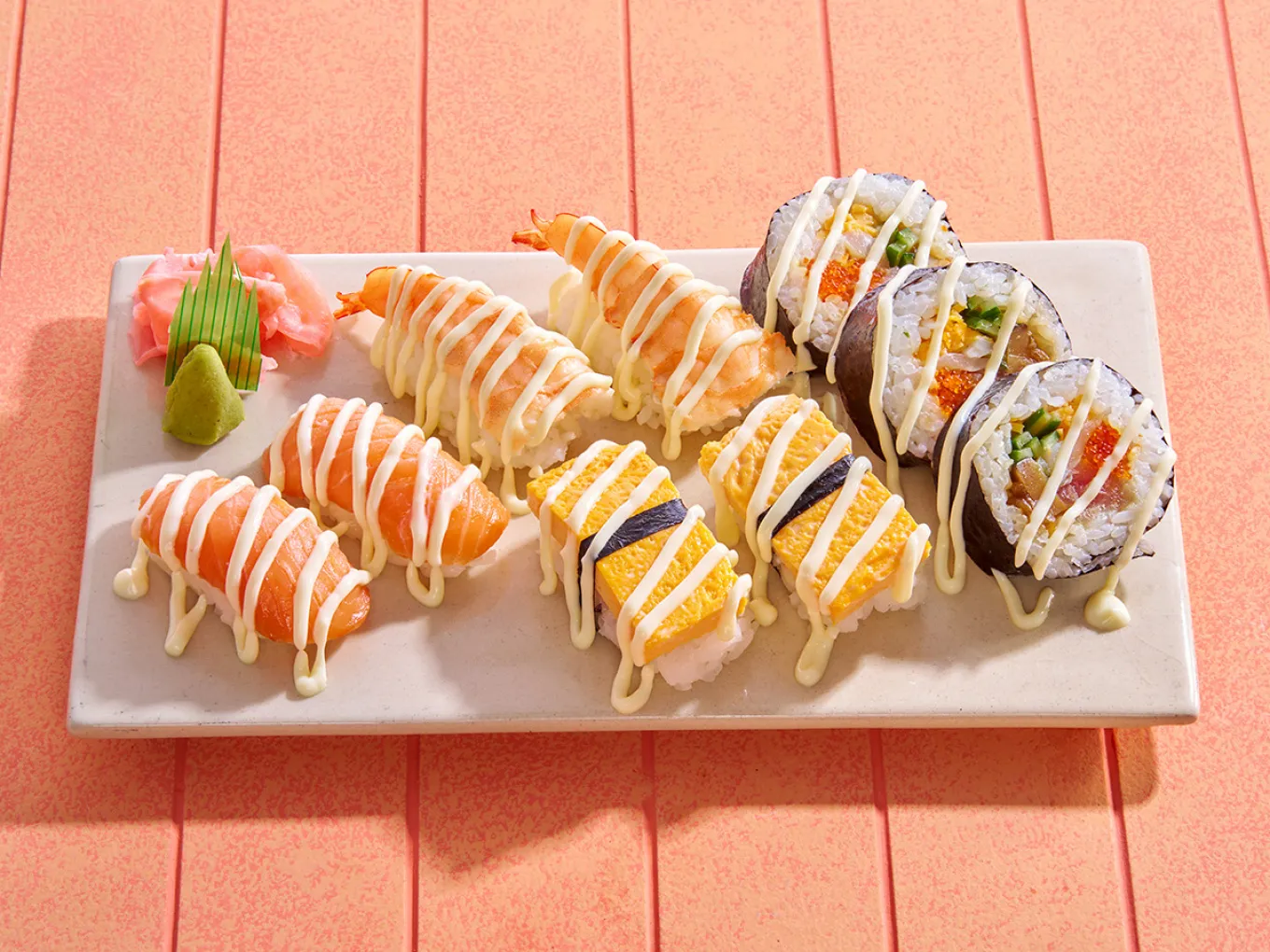 Sushi Platter with Mayonnaise Topping