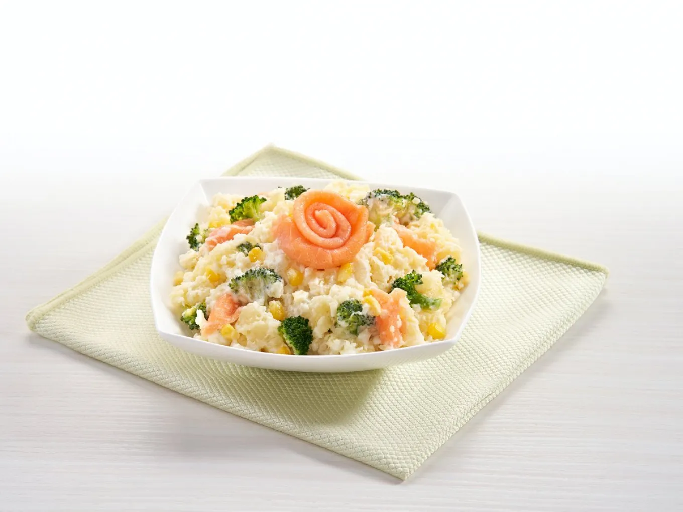 Japanese Potato Salad with Broccoli and Salmon