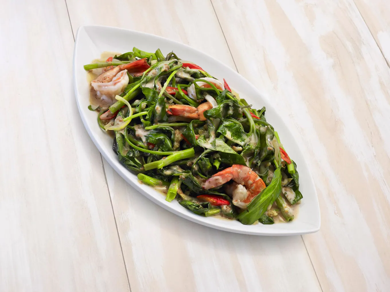 Tumis Kangkung Udang dengan Wijen Sangrai