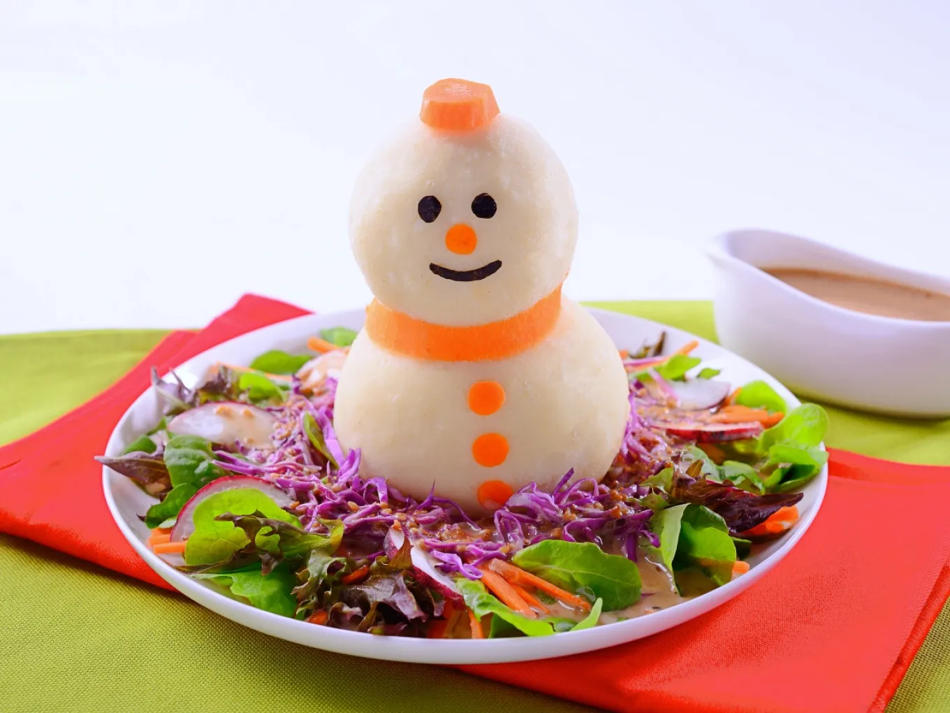 Snowman with Vegetable Salad