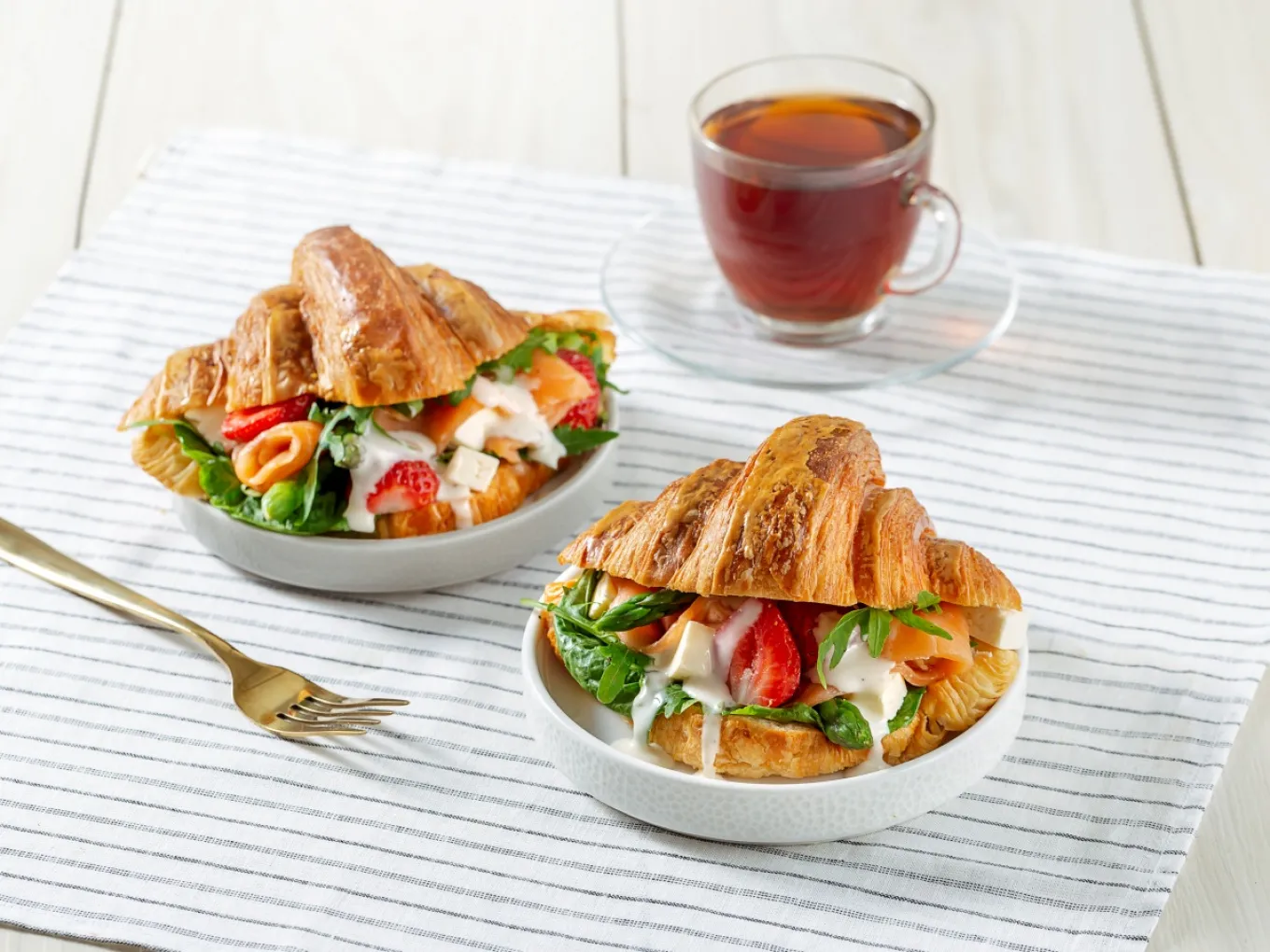 Strawberry and Feta Cheese Croissant Sandwich
